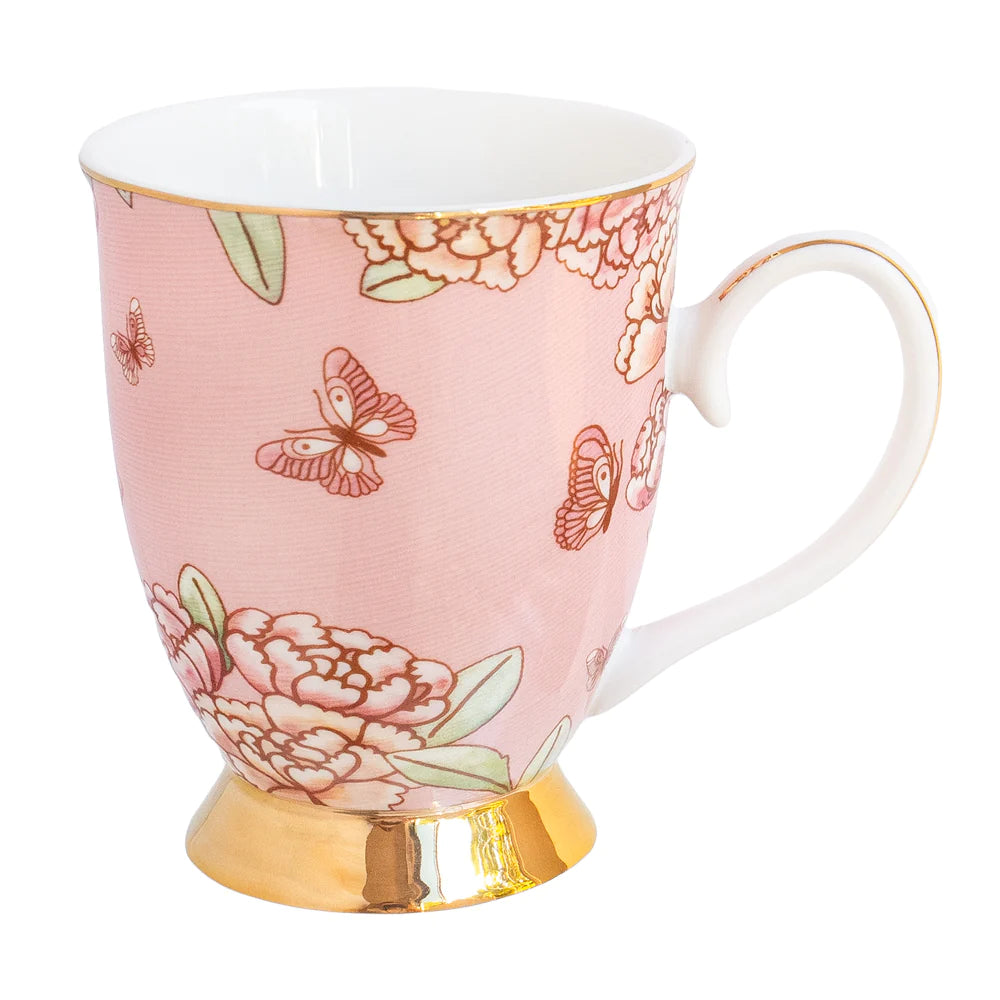 Pretty pink bone china Cristina Re butterfly Mug.  