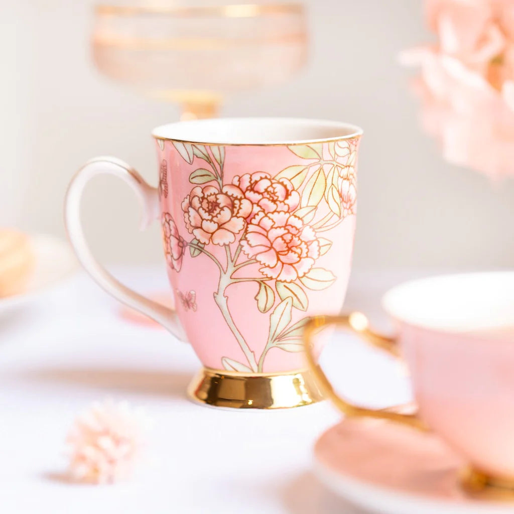 Pretty pink bone china Cristina Re butterfly Mug.  