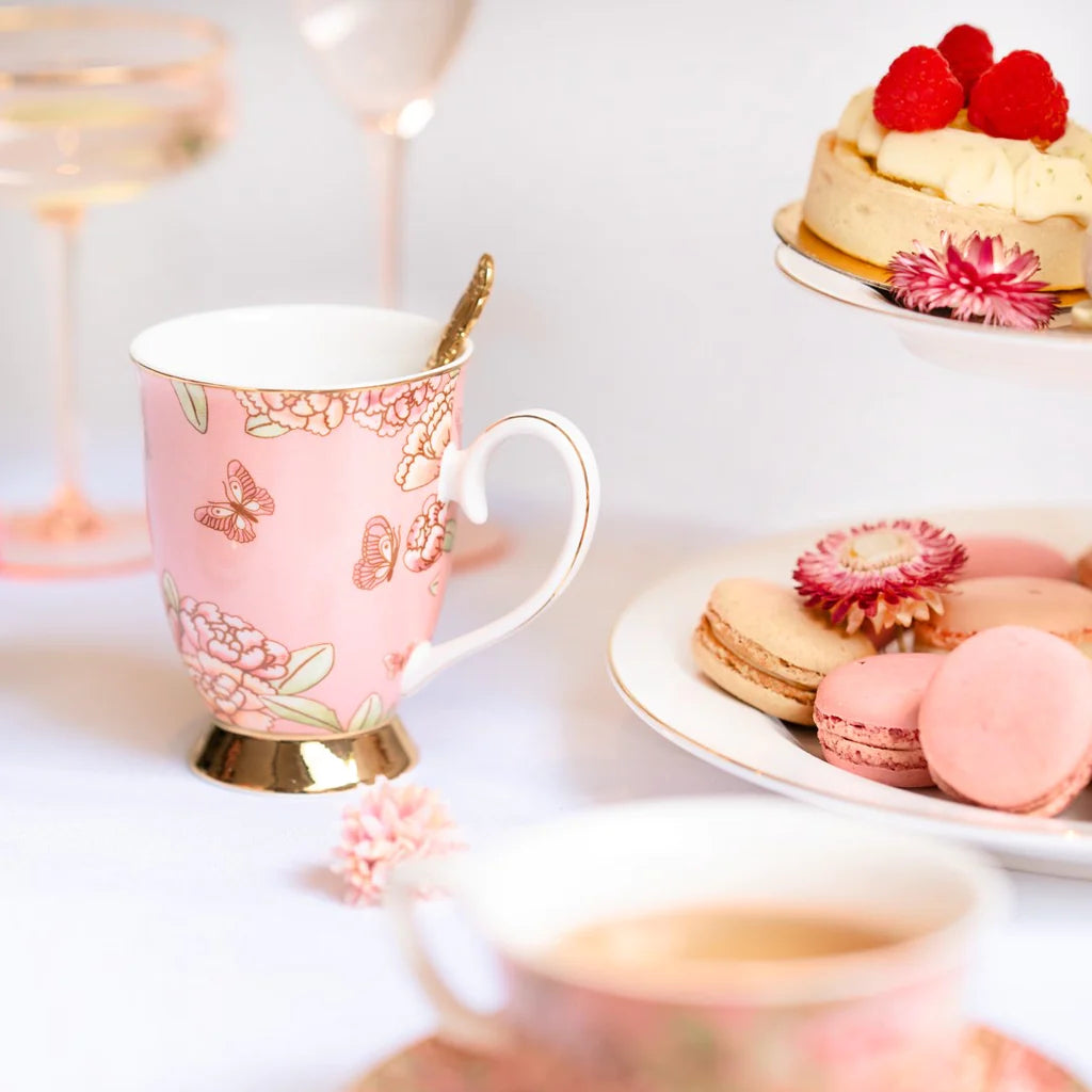 Pretty pink bone china Cristina Re butterfly Mug.  